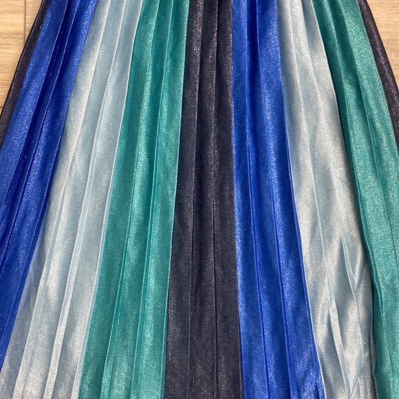 Maeve Blue and Green Striped Midi Skirt - Picture 13 of 16